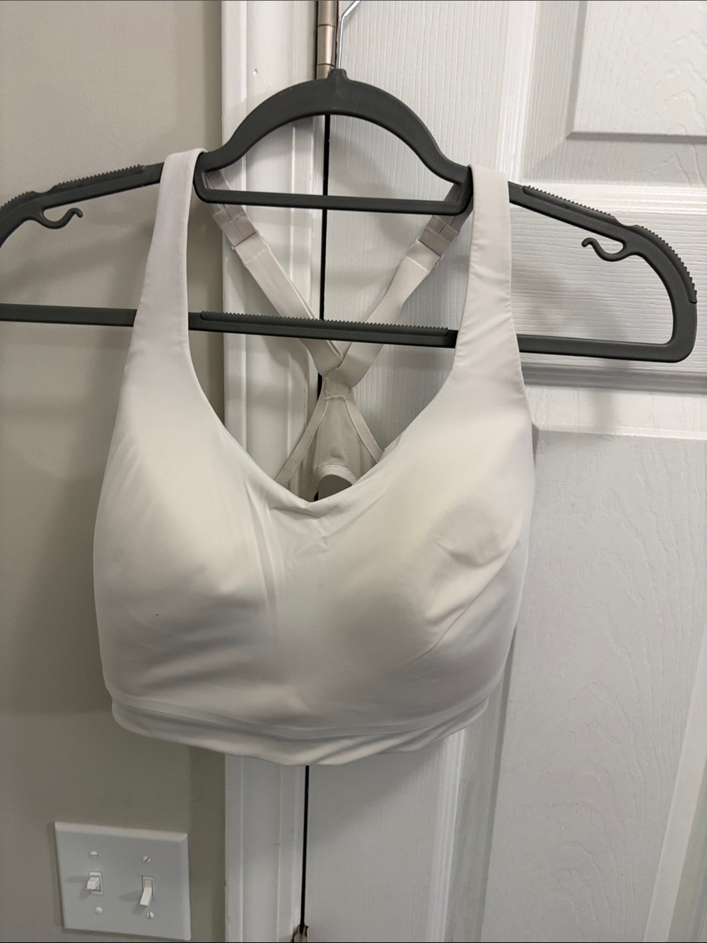 Athleta White Padded Cross-Back Sports Bra